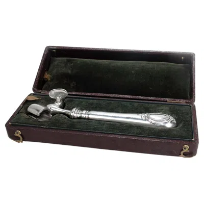 Pre-owned Christofle Antique  Silverplate Baguette Manche A Gigot Lamb Shank / Roast Holder In Multi