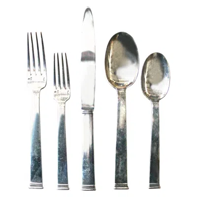 Pre-owned Christofle Art Deco "commodore" Sterling Silver Set Of Four '26 Pieces'