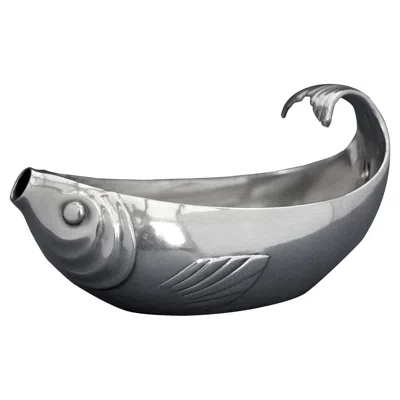 Pre-owned Christofle Art Deco Fish Gravy Boat By Gallia For  In Silver