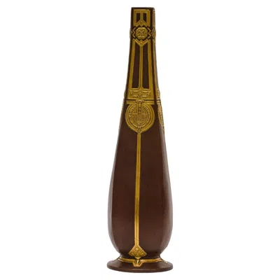 Pre-owned Christofle Art Nouveau Bronze Vase By , France, Circa 1910 In Gold