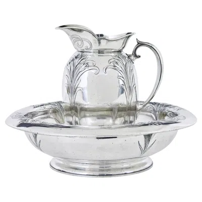 Pre-owned Christofle Art Nouveau Silver Plate Jug And Bowl By