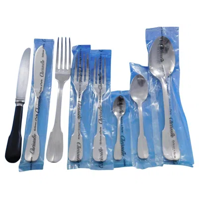 Pre-owned Christofle Bearn By  France Stainless Steel Flatware Service Set 98 Pcs Dinner In Blue