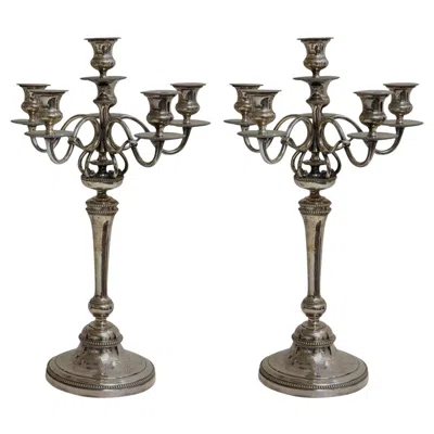 Pre-owned Christofle Big Pair Of Candelabras, Jugendstil, Art Nouveau, France, 1900, Sign,  In Gray