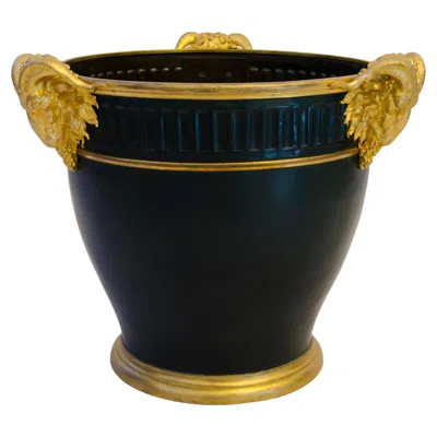 Pre-owned Christofle Cache-pot, Patinated Bronze With Faun Decor, Circa 1890 In Gold