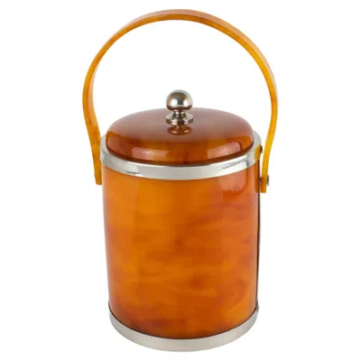 Pre-owned Christofle Chrome And Red Tea Amber Lucite Barware Ice Bucket, Circa 1970