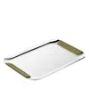 Christofle Club Tray With Leather Handles In Green