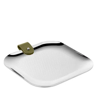 Christofle Club Trinket Tray With Leather Detail In Metallic