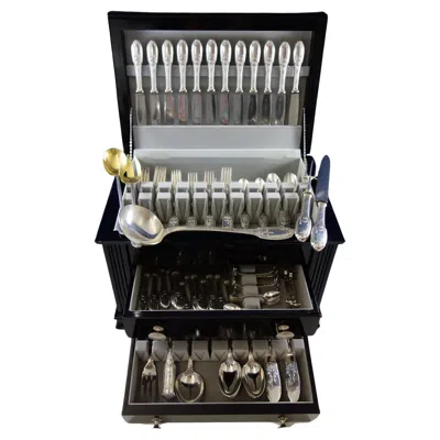 Pre-owned Christofle Delafosse By  France Silver Plate Flatware Set 12 Service 137 Pieces In Brown