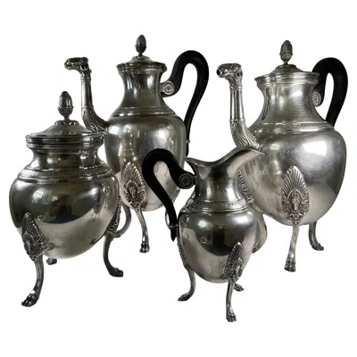 Pre-owned Christofle Empire Malmaison 1940 Tea Set In Silver
