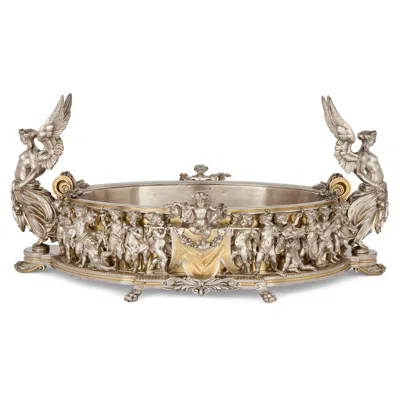 Pre-owned Christofle Exceptional Very Large Ormolu And Silvered Bronze Jardinière By  In Gold
