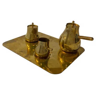 Pre-owned Christofle Float' Coffee Set In Gilded Metal By  & Tomas Kral, Circa 1960 In Brown