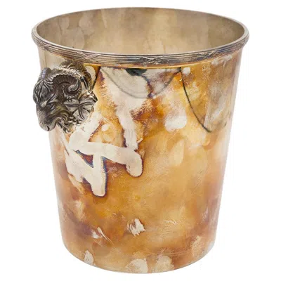 Pre-owned Christofle French Christople Ice Bucket In Original Patina With Aries In Brown
