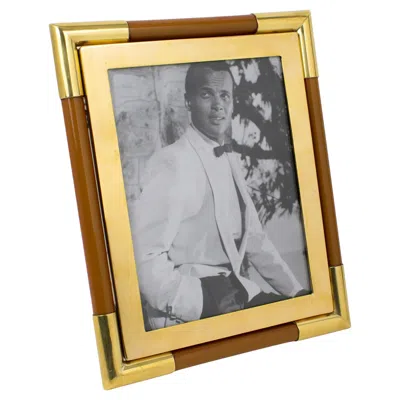 Pre-owned Christofle Gilded Brass And Lacquer Resin Picture Frame, Circa 1970 In Brown