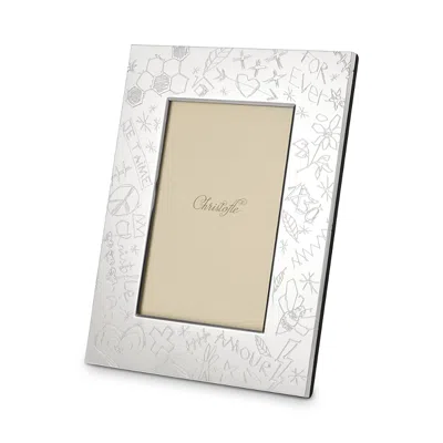 Christofle Graffiti Silverplated Frame, 4 X 6 In White