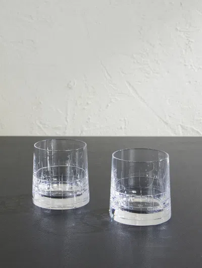 Christofle Graphik Set Of Two Crystal Double Old Fashioned Glasses In Transparent