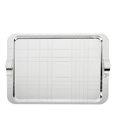 Christofle Graphik Silverplated Large Tray With Handles, 17 X 12