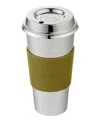Christofle Stainless Steel Coffee Cup Objets Miroir With Leather Sleeve