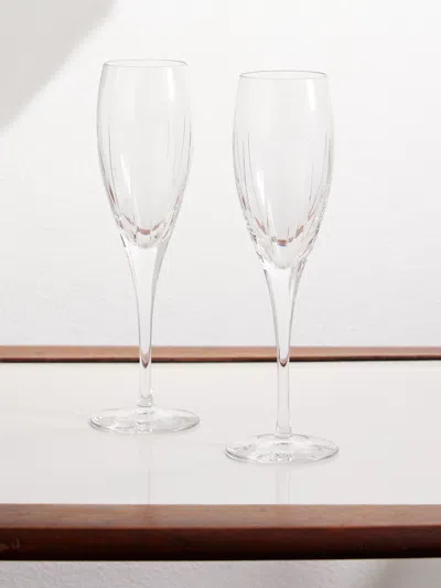 Christofle Iriana Set Of Two Crystal Champagne Flutes In Transparent