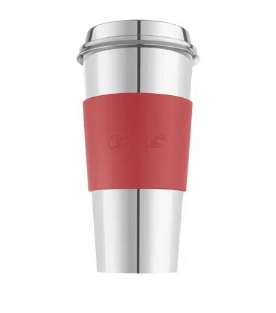 Christofle Leather Objets Miroir Coffee Cup Ring In Red