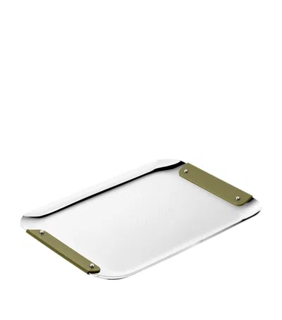 CHRISTOFLE LEATHER-TRIM CLUB RECTANGULAR TRAY