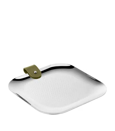 CHRISTOFLE LEATHER-TRIM CLUB SQUARE TRAY