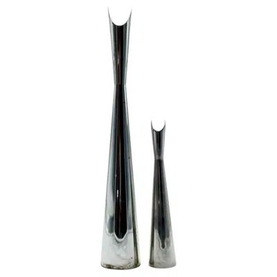 Pre-owned Christofle Lino Sabattini For , "cardinale" Silver-plated Metal Vases, Italy, 1950