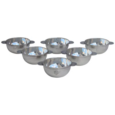 Pre-owned Christofle Luc Lanel &  For Compagnie Générale Transatlantique A Set Of Six Cups In Gray