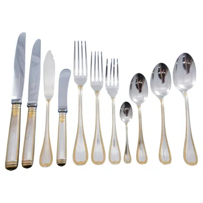 Pre-owned Christofle Malmaison Gold By  Sterling Silver Flatware Service Set 134 Pcs Dinner