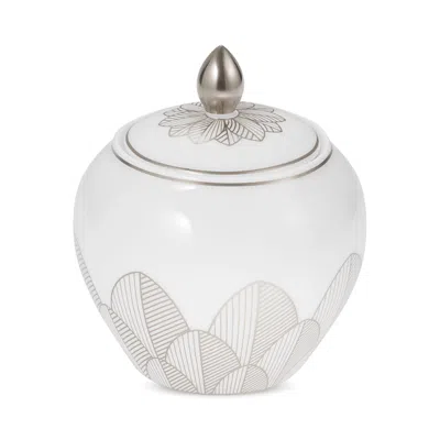 Christofle Malmaison Imperiale Platinum Covered Sugar Bowl In White