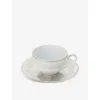 Christofle Malmaison Platinum Porcelain Cup And Saucer Set Of Two