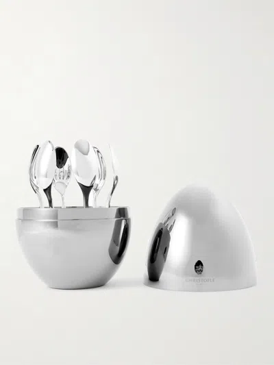 Christofle Mood Coffee Set Of Six Silver-plated Espresso Spoons With Case In Burgundy