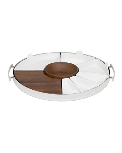 Christofle Mood Stainless Steel, Walnut & Porcelain 10-piece Party Tray In Multi
