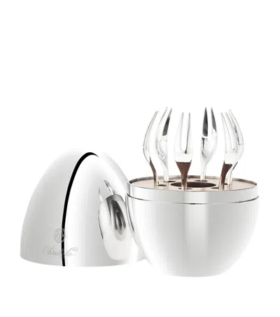 Christofle Mood Yummy 6-piece Cocktail Fork Canteen In Gray
