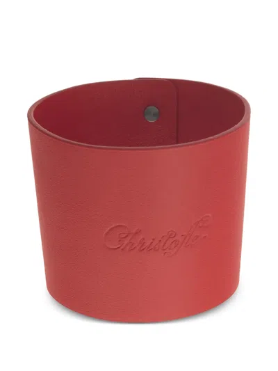 Christofle Objets Miroir Logo-embossed Leather Cup Sleeve In Red