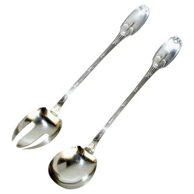 Pre-owned Christofle Pair  France Delafosse Silverplate Fork & Spoon Salad Servers In Multi