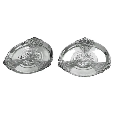 Pre-owned Christofle Pair Of  Art Nouveau Wine Bottle Holders Coasters C. 1910 In Silver