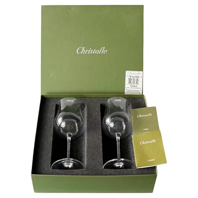 Pre-owned Christofle Pair Of French  Crystal Degustation /tasting Beaujolais Wine Glasses In Brown
