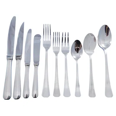 Pre-owned Christofle Palme By  Silverplate Flatware Service For 12 Set 122 Pieces Dinner