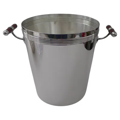 Pre-owned Christofle , Paris - Large Talisman Champagne Bucket - Laque De Chine In Silver
