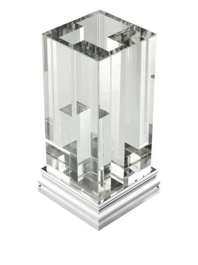 Christofle Perspectives Chrome-base Glass Vase In White