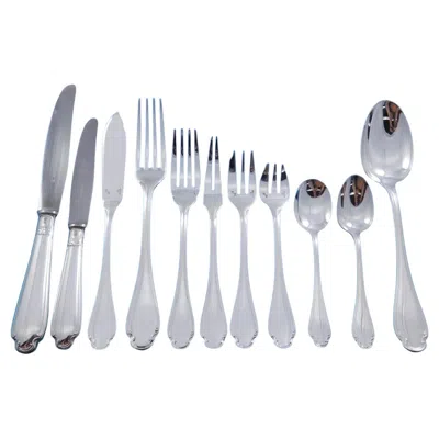 Pre-owned Christofle Pompadour By  France Silverplate Flatware Service Set 142 Pcs + Chest