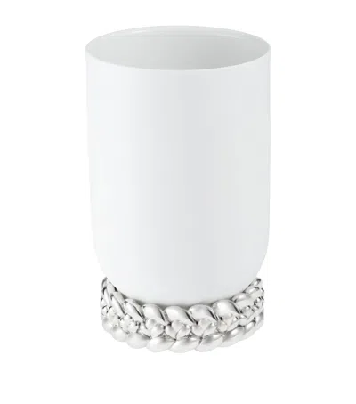 Christofle Porcelain Babylone Vase In White
