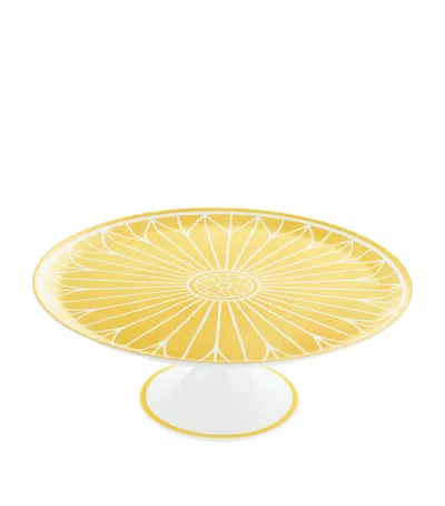 Christofle Porcelain Malmaison Riviera Cake Stand In Yellow