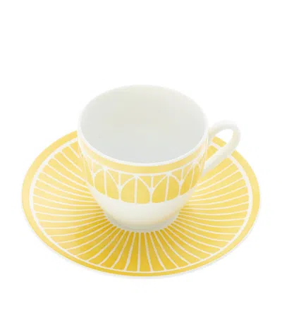 Christofle Porcelain Malmaison Riviera Espresso Cup And Saucer In Yellow