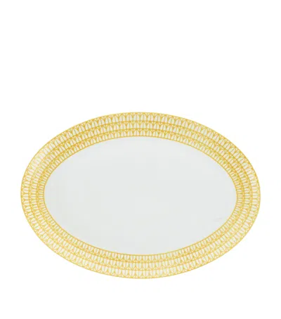 Christofle Porcelain Malmaison Riviera Oval Platter In Yellow