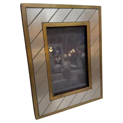 Pre-owned Christofle Selection Silver-plated Photo Frame With Brass Accents In Gray
