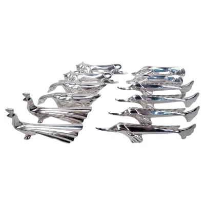 Pre-owned Christofle Set Of 12  French Art Deco Animal Menagerie Knife Rests In Silver
