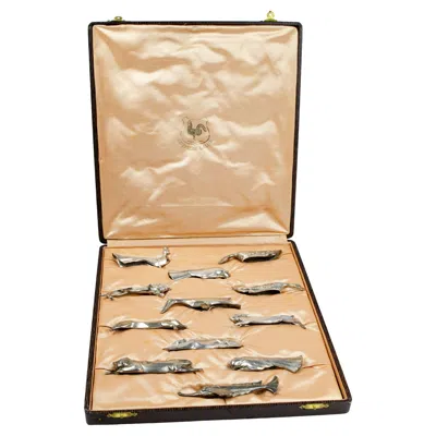 Pre-owned Christofle Set Of 12 Fine French Art Deco Silver Plated "gallia" Knife Rests By  In Sand
