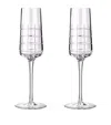 Christofle Set Of 2 Graphik Crystal Champagne Flutes (170ml) In Silver
