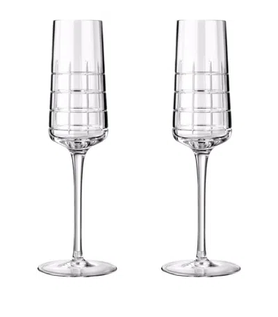 Christofle Set Of 2 Graphik Crystal Champagne Flutes (170ml) In Silver